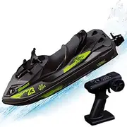 Ssccgym UDI023 RC Jet Racing Boat Remote Controlled Motorboat Watercraft 20km/h with LED 7.4V 2000mAh for Boys Kids Beginners 8y+ on Lake Pool (Green)