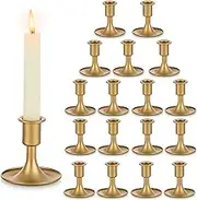 Romadedi Candlestick Holders Taper Candle Holders, Gold Candle Stick Candle Holder for Table Centerpiece, Wedding Reception, Festive Christmas Mantel Decoration or Home Decor, Set of 18