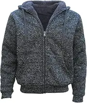 [Zmart Australia] Men's Thick Zip Up Hooded Hoodie w Winter Sherpa Fur Jumper Coat Jacket Sweater, Dark Grey, 6XL