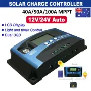 MPPT 50A 100A Solar Panel Battery Charge Controller LCD USB Regulator 12V/24V