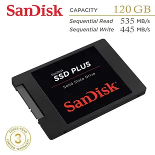 SanDisk 120G 240G 480G SSD PLUS 2.5吋 SATA3 固態硬碟 薄型設計