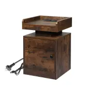 Bedside Table USB Charger Outlet RGB Oak