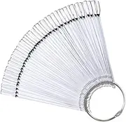NIYANGLE 50Pcs Transparent False Nail Art Practice Templates Color Display Plates for Nail Polish for Home Professional Use for Engraving Painting Techniques