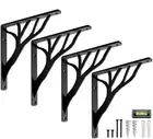 Rustic Tree Shelf L Brackets by Black for 10"-12” Shelves - Heavy-Duty Decora...