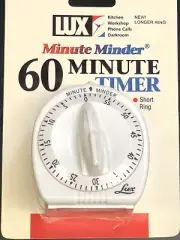 Lux Minute Minder Timer CP242859 Mechanical White with Black Markings 60 Min