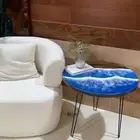 Handmade Ocean Epoxy Walnut Table | Resin Dining & Wooden Centerpiece Table Deco