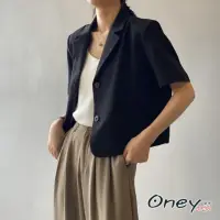 在飛比找momo購物網優惠-【ONEY 歐妮】★ 韓版時尚經典短袖西裝外衣(春夏/短版上