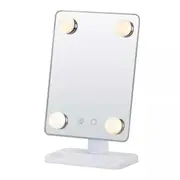 TOOLKISS Air LED Illuminated Makeup Vanity Mirror – Adjustable Tilt Function with 360° Rotation, 4 Inch Large Mirror, Cool & Warm Light Modes, Touch Control for Bathroom or Dresser