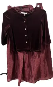 NWT VTG JONATHAN MARTIN Girls SIZE 16 Burgundy Velvet Top & Rayon Skirt