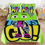 v2827 Bed Sheets Bedding Teen Titans Go Cartoon Bedding Sets Ultra Soft Skin-Friendly Duvet Cover 3 Piece, Cute Comforter Cover Bed Set for Boys Girl