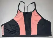 RIP CURL Womens Large Pink Gray Mirage Active High Neck Bikini Swim Surf Top New