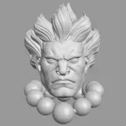 Street Fighter Akuma custom head & beads for video games & other action figures