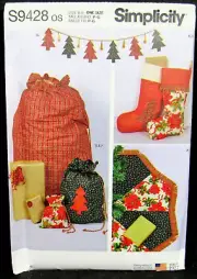 Christmas Tree Skirt Stocking Gift Bags Pattern Simplicity 9428 Uncut