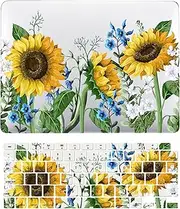 Laptop Cover Case Compatible with New MacBook Air 13.6 inch M2 Chip Model A2681 with Liquid Retina Display and Touch ID Released in 2022, Protective Hard Shell Case & Keyboard Cover, Sunflower