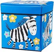Cartoon Folding Storage Ottoman, Multifunction Foot Rest Stool Seat, Cartoon Storage Boxes Footrest Cube, Sofa Changing Shoe Stool, for Home, Bedroom, Living Room (Blue)