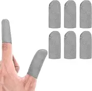 HJZHII Gaming Finger Sleeves, 6pcs Ultra Thin Silver Fibers Finger Gloves for Gaming Anti Slip Finger Cover Thumb Protector Compatible with All Touchscreen Devices