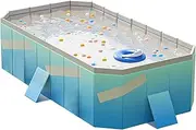 Non Inflatable Pool,Blue Inflation Rectangular Shaped PVC Foldable Swimming Pool 63 X 47.2 X 18.5in,Adult Swimming Pool for Home Use