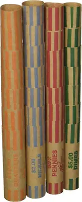 Preformed Coin Wrappers 112 Assortment Pack, 28 Pennies, 28 Nickels, 28 Dimes, a