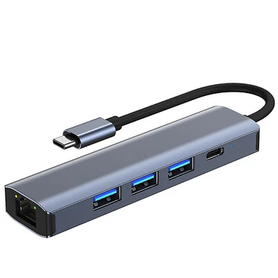 USB-C Docking Station 5 in 1 Multiport Adapter Hub with RJ45 Support 1000Mbps