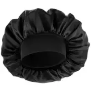 Silk Bonnet for Men, Satin Bonnet Double Layer Elastic Band Silk Sleep Cap Black
