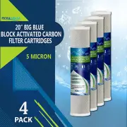4 pcs Big Blue CTO Carbon Block Water Filters 4.5" x 20" Whole House Cartridges