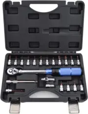 Gunpla 1/4" Drive Torque Wrench Set 21-Pieces Click Dual-Direction Adjustable...