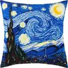DIY Needlepoint Kit "Starry night. Van Gogh Tapestry Pillow Cover Printed Canvas
