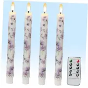 Flameless Taper Candles with Remote, 4 Pcs LED Taper Candles Battery Purple