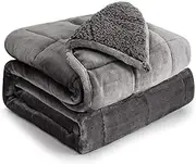 Weighted Blanket 7kg for Adults,Fuzzy Soft Sherpa Flannel Weighted Blankets, Cozy Plush Blanket for Sofa Bed,150cm x 200cm, Grey