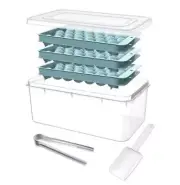 3 TRAY ICE CUBE TUB WITH LID AND SCOOP - 99 MINI ROUND ICE BALLS