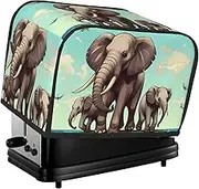 Elephants Toaster Cover 2 Slice Bread Machine Covers Waterproof Universal Size Kitchen Small Appliance Cover with Hang Loop, Dust and Fingerprint Protection