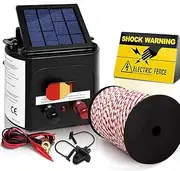 Giantz Fence Energiser 3km Solar Energizer Charger Electric Wire, Fencing Equipment, 0.1J Discharge Energy Lead Sealed Battery Panel 500m Polyrope 4mm Width