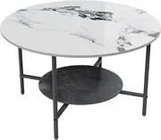 Fin Large Exquisite Center Table Marble Living Room Table W/ Thicken Aluminum Frame