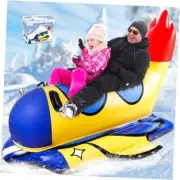 Snow Tube, 64 Inch Super Large Inflatable Spaceship Snow Sled yellow and blue