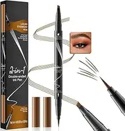 2-in-1 Waterproof Eyebrow Pencil – Dual-Ended Brow Pen with 4-Fork Tip & Precision Brush for Natural Hair-Like Strokes – Ultra-Fine, Smudge-Proof Tint that Lasts All Day (Light Brown)