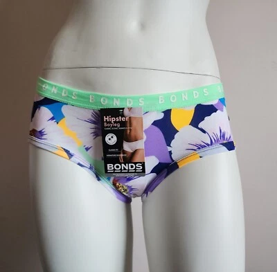 Bonds Ladies WUU7T S3R Team Floral Printed Hipster Boyleg Brief Size 16 New
