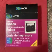 Typewriter Ribbon SHARP PA 3100 CORRECTABLE 2- PACK Black Film NCR Brand