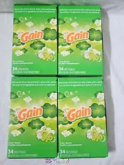 4 packs Gain Original Dryer Sheets 34ct each, 136 Sheets Total