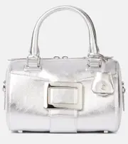 [Roger Vivier] Roger Vivier Belle Vivier Mini metallic leather tote bag One Size silver