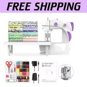 Complete Sewing Set for Beginners: Mini Machine, Fabric Squares, Tools & Videos