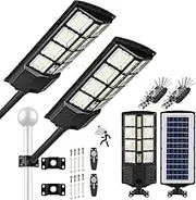 Xmart Solar Street Lights Outdoor Waterproof 60000LM 588 Upgraded LEDs Solar Parking Lot Lights Dusk to Dawn Solar Motion Flood Light Wide Angle Sensor and Remote Control for Area Pole Yard 2-Pack