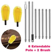 2x Gutter Cleaning Brush Roofing Tool with 8x Extendable Pole Guard Cleaner Tool