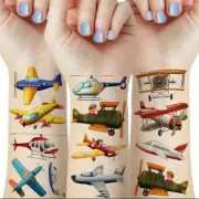 12 sheets Airplane Biplane Temporary Tattoo Easy To Use Last 2-5 Days
