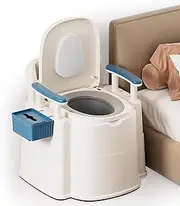 AKIMRABY Bedside Commode, Upgraded Safety Commode Toilet for Elderly and Disabled, Potty Chair for Adults with Detachable Armrest, 16.3" Seat Width, 500lbs Heavy Duty - Bedside Commodes for Seniors