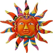 VEWOGARDEN Metal Sun Wall Art Decor Hanging for Indoor Outdoor Home Garden Colorful Sun Face Sculptures & Statues Orange(12.7 Inches)