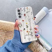 CrazyLemon for Samsung Galaxy S22 Case Clear Silicone Cute Aesthetic Floral Design for Women Girls Transparent Ultra Thin Slim Soft TPU Anti Scratch Shockproof Protective Case Cover - Vine Flowers