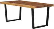 Solid Suar Wood Coffee Table | Modern Center Table with Steel Frames for Living Room, Tables with Live Edges | Coffee Tables for Décor, 102x54x41cm