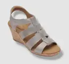 Rockport Women's Silver Leather Briah New Gladiator Wedge Sandals Shoe Size 8