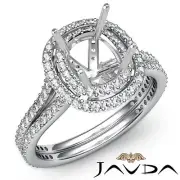 Diamond Engagement Ring 18k White Gold Halo Setting Cushion Semi Mount 1.55 Ctw