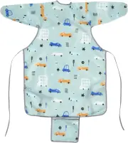 Fully Cover Baby Bib Waterproof Long Sleeve Feeding Smock - Full Coverage Leak-P